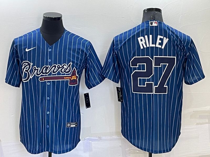 Men Atlanta Braves #27 Riley Blue Throwback Game Nike 2022 MLB Jersey->atlanta braves->MLB Jersey